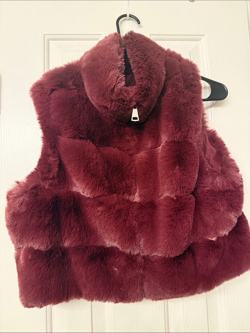 Plush Faux Fur Vest in Burgundy - Women's Cozy Layer